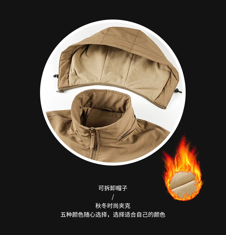 Men Winter Parka - Quilted Waterproof Jacket With Detachable Hood & Warm Fleece Lining - ZOOMNSTORE