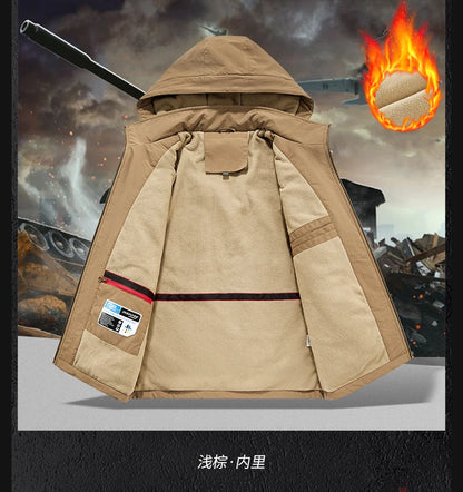 Men Winter Parka - Quilted Waterproof Jacket With Detachable Hood & Warm Fleece Lining - ZOOMNSTORE