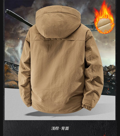 Men Winter Parka - Quilted Waterproof Jacket With Detachable Hood & Warm Fleece Lining - ZOOMNSTORE