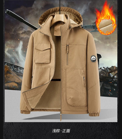 Men Winter Parka - Quilted Waterproof Jacket With Detachable Hood & Warm Fleece Lining - ZOOMNSTORE