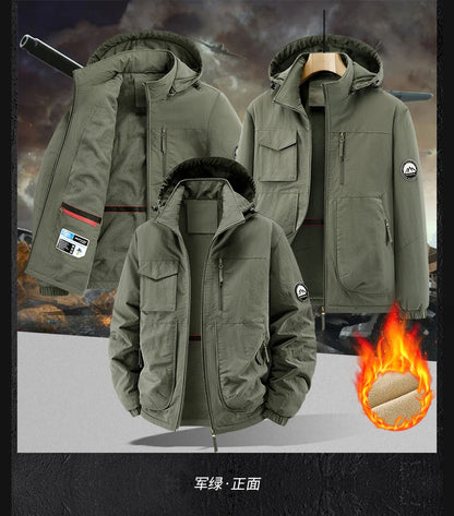 Men Winter Parka - Quilted Waterproof Jacket With Detachable Hood & Warm Fleece Lining - ZOOMNSTORE