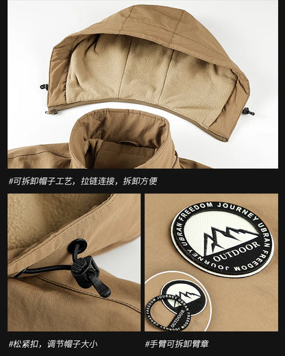 Men Winter Parka - Quilted Waterproof Jacket With Detachable Hood & Warm Fleece Lining - ZOOMNSTORE