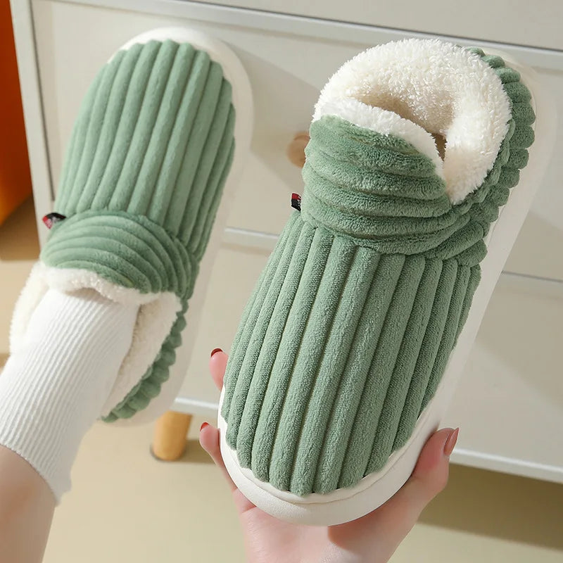 Mens Plush Indoor Slippers - Soft Fluffy Cotton House Shoes - ZOOMNSTORE