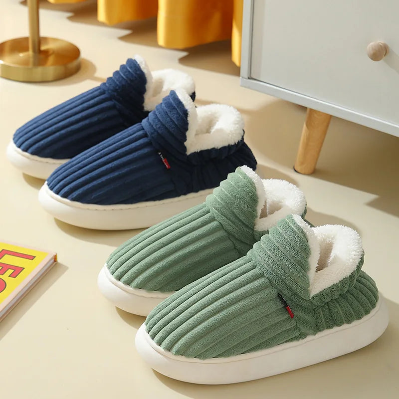 Mens Plush Indoor Slippers - Soft Fluffy Cotton House Shoes - ZOOMNSTORE