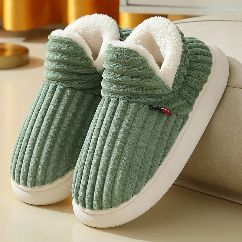 Mens Plush Indoor Slippers - Soft Fluffy Cotton House Shoes - ZOOMNSTORE