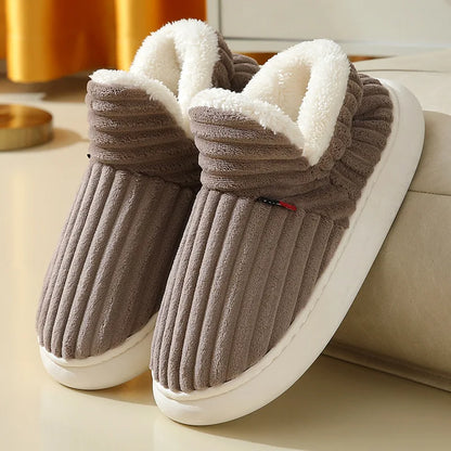Mens Plush Indoor Slippers - Soft Fluffy Cotton House Shoes - ZOOMNSTORE