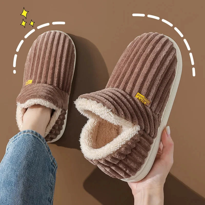 Mens Plush Indoor Slippers - Soft Fluffy Cotton House Shoes - ZOOMNSTORE