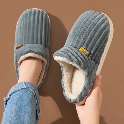 Mens Plush Indoor Slippers - Soft Fluffy Cotton House Shoes - ZOOMNSTORE