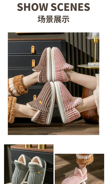 Mens Plush Indoor Slippers - Soft Fluffy Cotton House Shoes - ZOOMNSTORE