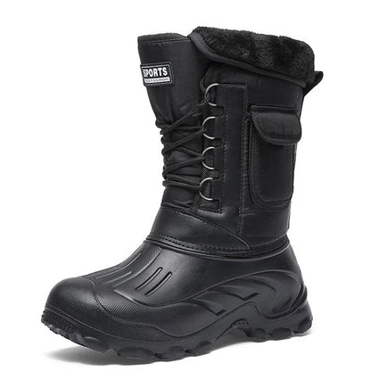 Men Winter Snow Boots – Outdoor Fishing Shoes | Snow Trekking Lace-Up Canvas Boots - ZOOMNSTORE