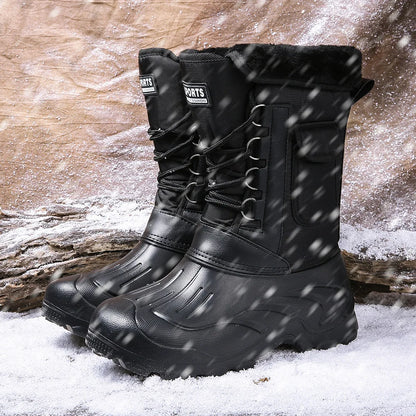 Men Winter Snow Boots – Outdoor Fishing Shoes | Snow Trekking Lace-Up Canvas Boots - ZOOMNSTORE