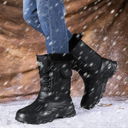 Men Winter Snow Boots – Outdoor Fishing Shoes | Snow Trekking Lace-Up Canvas Boots - ZOOMNSTORE