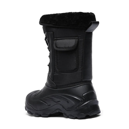 Men Winter Snow Boots – Outdoor Fishing Shoes | Snow Trekking Lace-Up Canvas Boots - ZOOMNSTORE