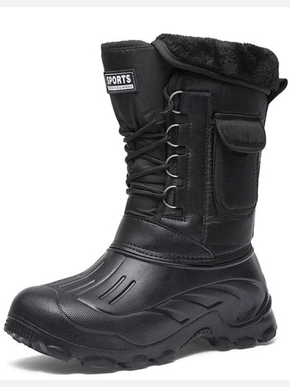 Men Winter Snow Boots – Outdoor Fishing Shoes | Snow Trekking Lace-Up Canvas Boots - ZOOMNSTORE