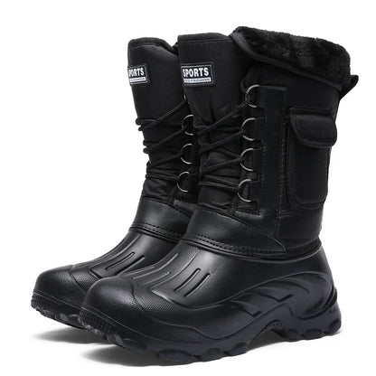Men Winter Snow Boots – Outdoor Fishing Shoes | Snow Trekking Lace-Up Canvas Boots - ZOOMNSTORE
