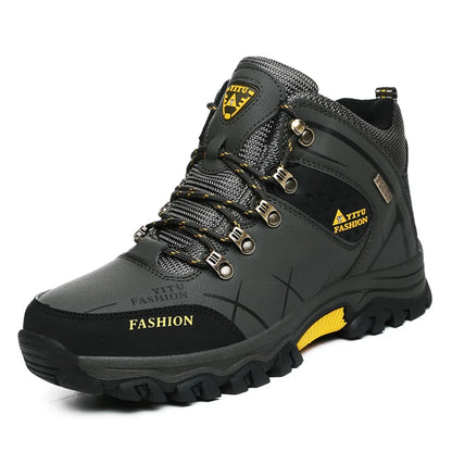 Men Winter Snow Boots - Waterproof Leather Hiking Shoes With Rubber Sole - ZOOMNSTORE