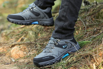 Men Winter Snow Boots - Waterproof Leather Hiking Shoes With Rubber Sole - ZOOMNSTORE