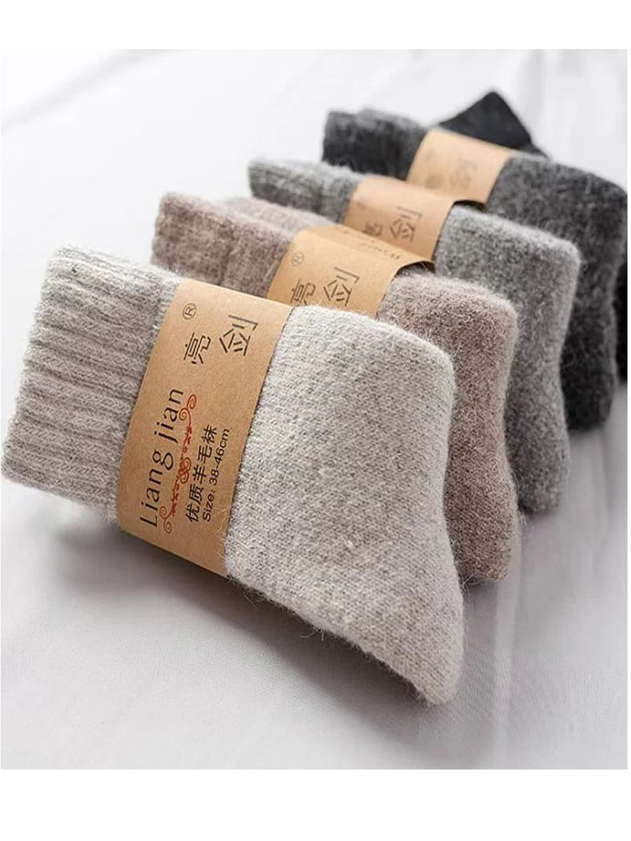 Mens Thick Wool Socks - Warm Solid Winter Socks for Cold Weather - ZOOMNSTORE