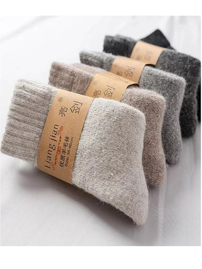 Mens Thick Wool Socks - Warm Solid Winter Socks for Cold Weather - ZOOMNSTORE