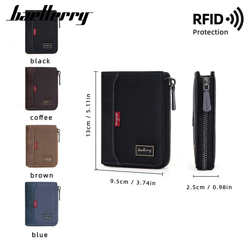 Baellerry RFID Mens Zipper Wallet - Luxury Card Holder with Coin Pocket - ZOOMNSTORE