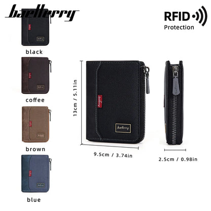 Baellerry RFID Mens Zipper Wallet - Luxury Card Holder with Coin Pocket - ZOOMNSTORE