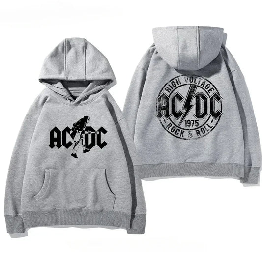 Men's AC/DC Hoodie - Autumn Winter Fleece Lined Printed Band Pullover - ZOOMNSTORE