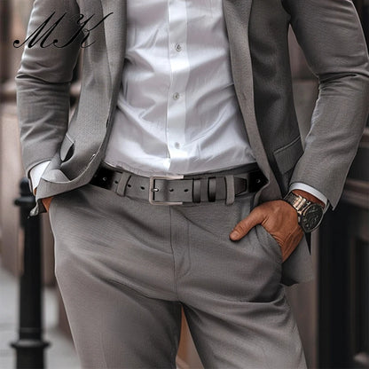 Men's Alloy Pin Buckle Belt - Classic PU Material 7 Holes Adjustable Casual Leather - ZOOMNSTORE