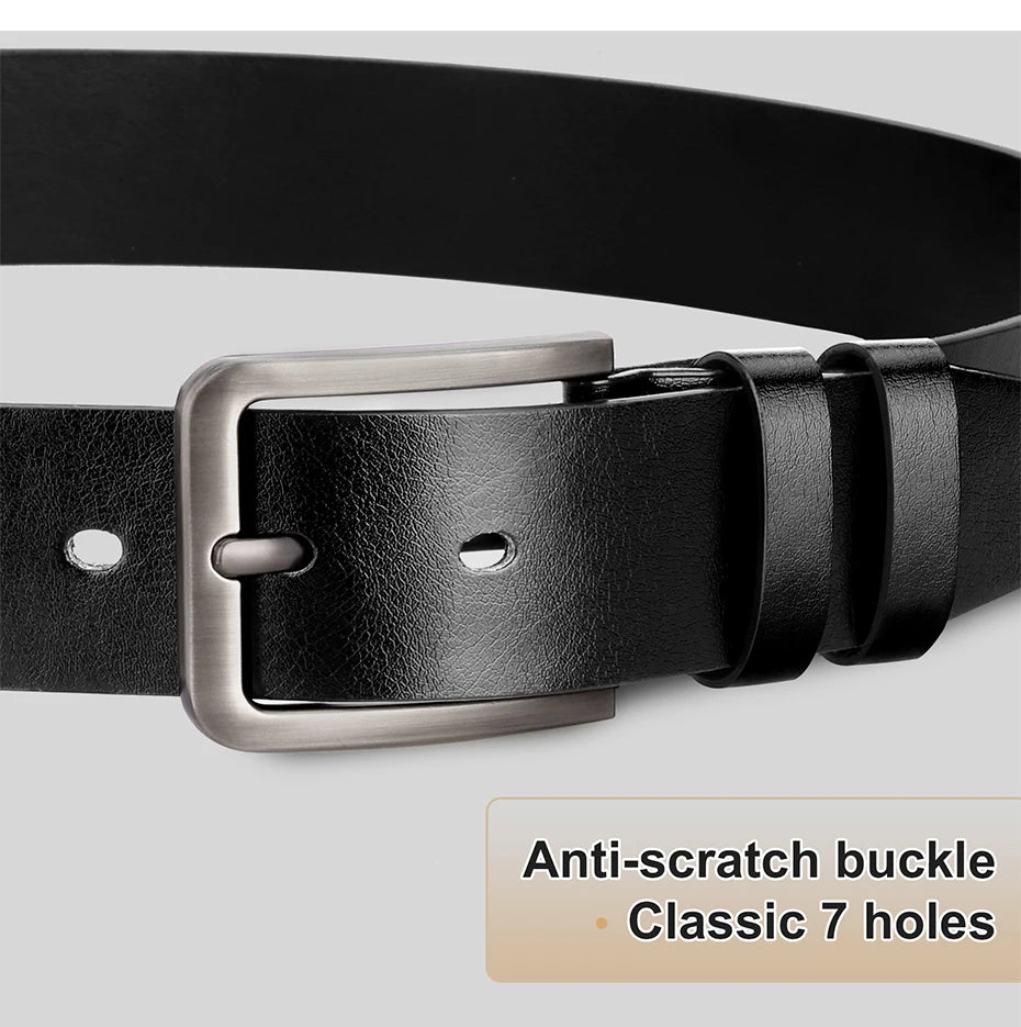 Men's Alloy Pin Buckle Belt - Classic PU Material 7 Holes Adjustable Casual Leather - ZOOMNSTORE