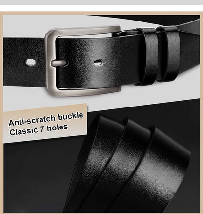 Men's Alloy Pin Buckle Belt - Classic PU Material 7 Holes Adjustable Casual Leather - ZOOMNSTORE