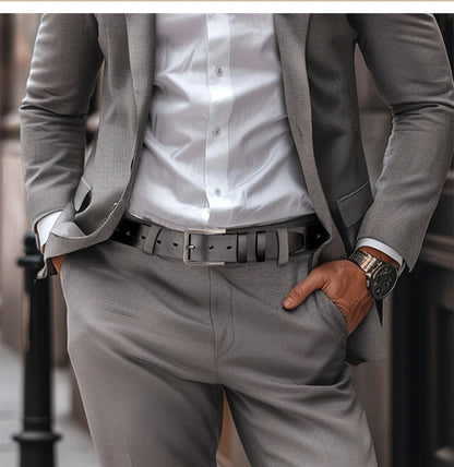 Men's Alloy Pin Buckle Belt - Classic PU Material 7 Holes Adjustable Casual Leather - ZOOMNSTORE