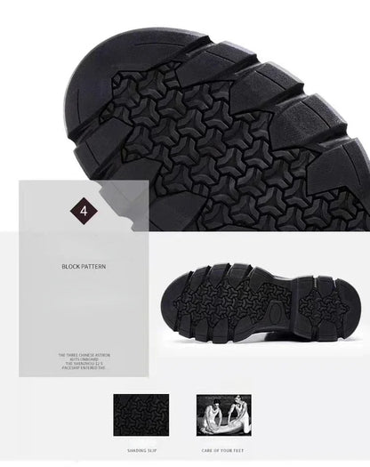 Men's Ankle Boots - Handmade Leather Motorcycle Lace-Up Rubber Outsole Boots - ZOOMNSTORE