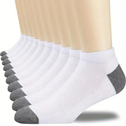 Mens Ankle Socks - 10 Pairs Breathable Cotton Summer Socks - ZOOMNSTORE