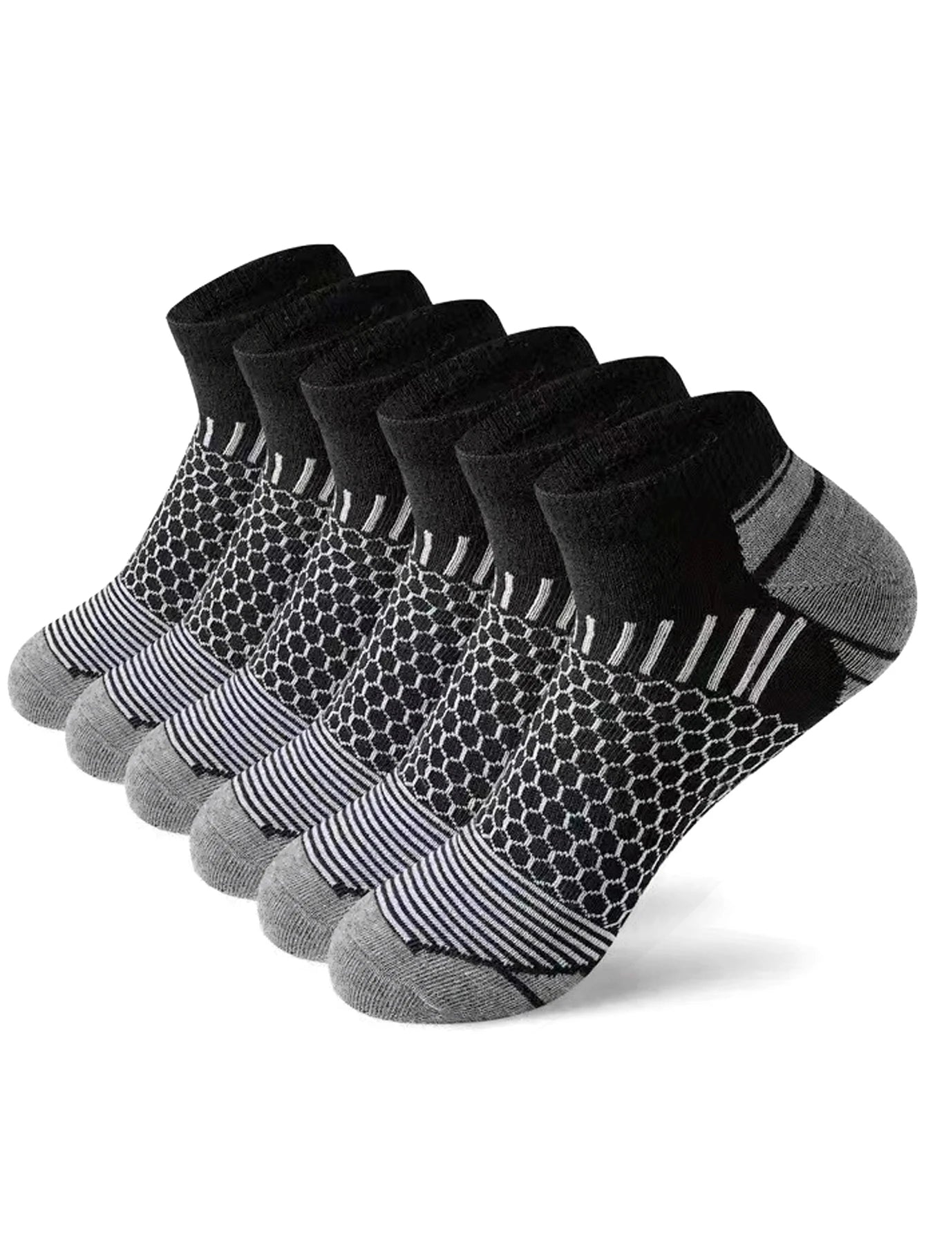 Men's Athletic Socks - 12 Pairs Running Ankle Socks with Honeycomb Design & Comfortable Fit - ZOOMNSTORE
