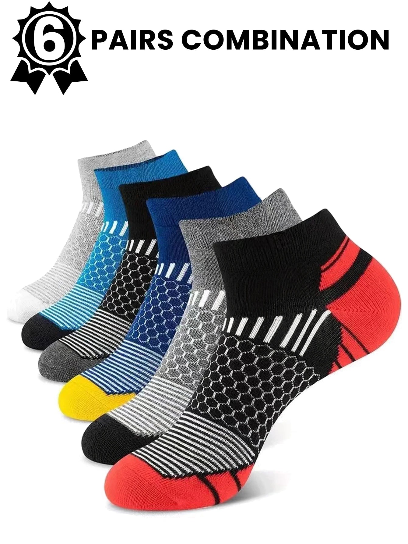 Men's Athletic Socks - 12 Pairs Running Ankle Socks with Honeycomb Design & Comfortable Fit - ZOOMNSTORE