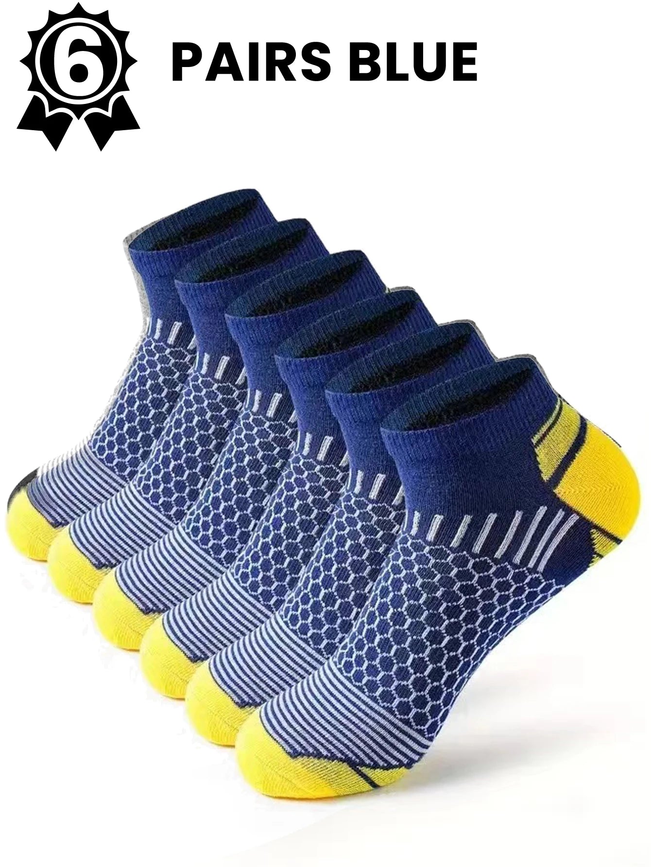 Men's Athletic Socks - 12 Pairs Running Ankle Socks with Honeycomb Design & Comfortable Fit - ZOOMNSTORE