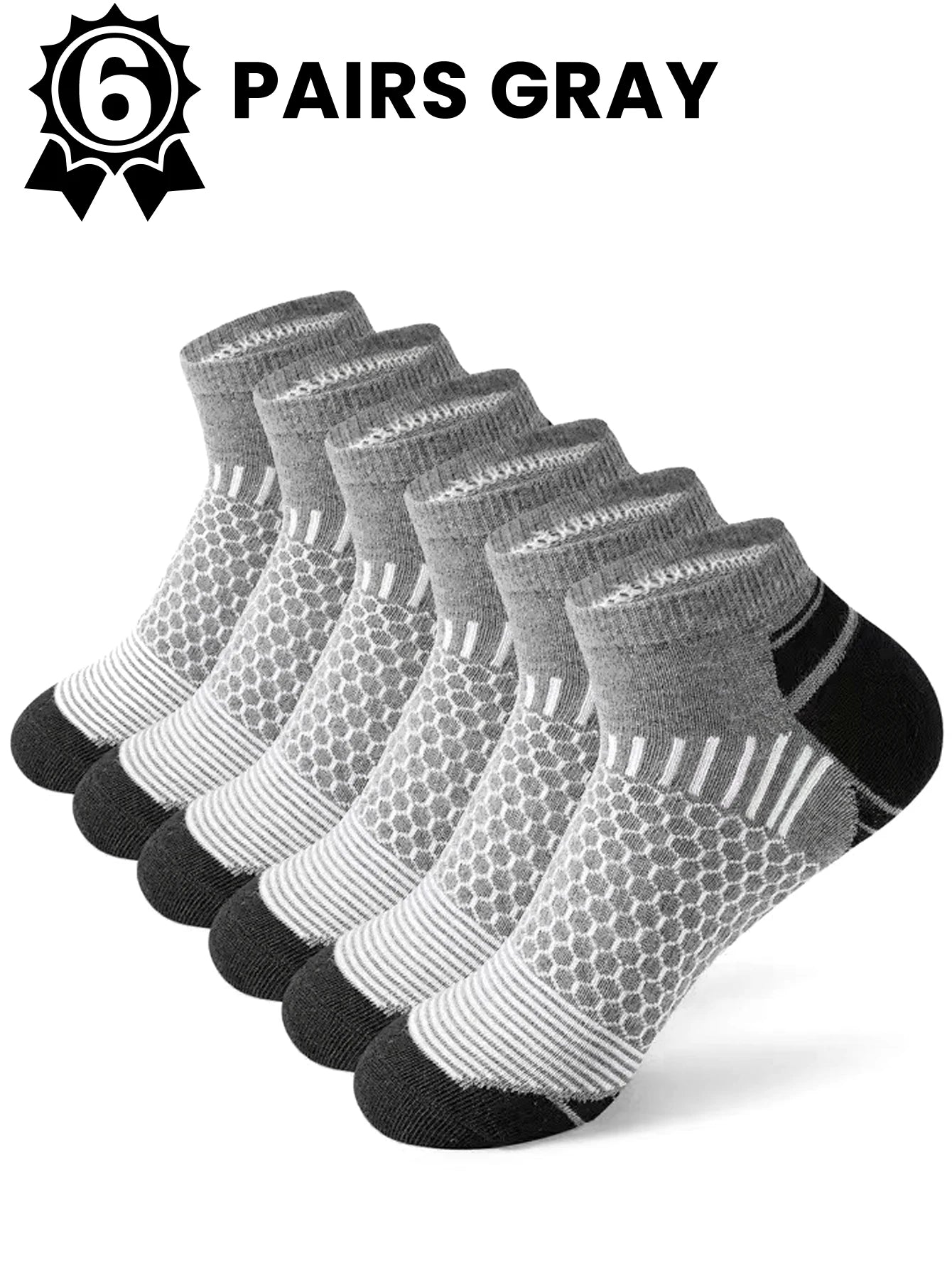 Men's Athletic Socks - 12 Pairs Running Ankle Socks with Honeycomb Design & Comfortable Fit - ZOOMNSTORE