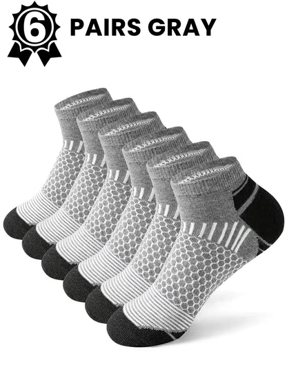 Men's Athletic Socks - 12 Pairs Running Ankle Socks with Honeycomb Design & Comfortable Fit - ZOOMNSTORE