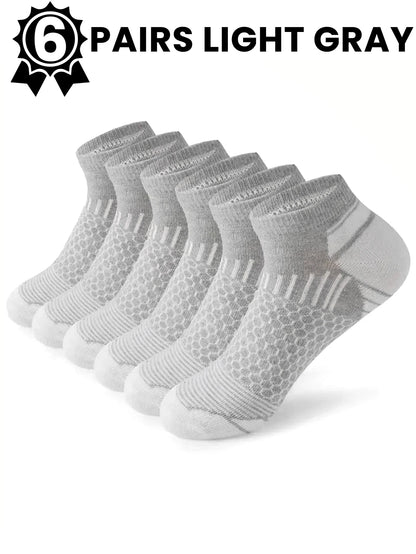 Men's Athletic Socks - 12 Pairs Running Ankle Socks with Honeycomb Design & Comfortable Fit - ZOOMNSTORE