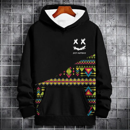 Men's Autumn Hoodie - 3D Print Sweatshirt With Ethnic Pattern Patchwork Print - ZOOMNSTORE