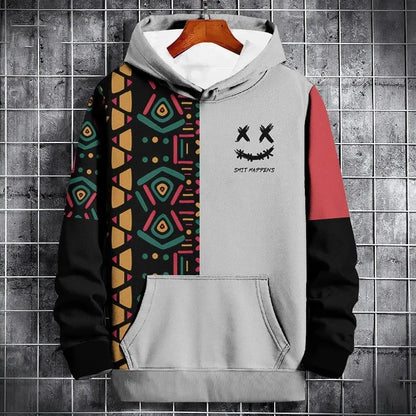 Men's Autumn Hoodie - 3D Print Sweatshirt With Ethnic Pattern Patchwork Print - ZOOMNSTORE