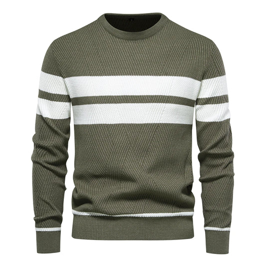 New Autumn Pullover Men's Sweater O-neck Patchwork Long Sleeve Warm Slim Sweaters Men Casual Fashion Sweater Men Clothing - ZOOMNSTORE