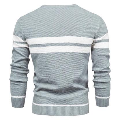 New Autumn Pullover Men's Sweater O-neck Patchwork Long Sleeve Warm Slim Sweaters Men Casual Fashion Sweater Men Clothing - ZOOMNSTORE