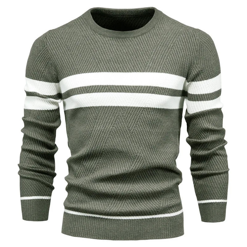 New Autumn Pullover Men's Sweater O-neck Patchwork Long Sleeve Warm Slim Sweaters Men Casual Fashion Sweater Men Clothing - ZOOMNSTORE