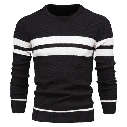 New Autumn Pullover Men's Sweater O-neck Patchwork Long Sleeve Warm Slim Sweaters Men Casual Fashion Sweater Men Clothing - ZOOMNSTORE