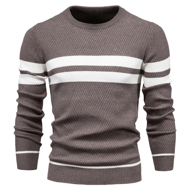 New Autumn Pullover Men's Sweater O-neck Patchwork Long Sleeve Warm Slim Sweaters Men Casual Fashion Sweater Men Clothing - ZOOMNSTORE