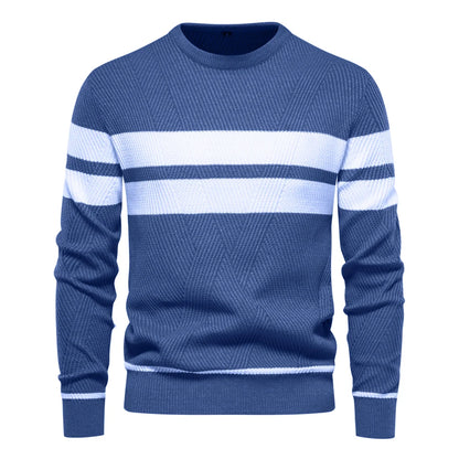 New Autumn Pullover Men's Sweater O-neck Patchwork Long Sleeve Warm Slim Sweaters Men Casual Fashion Sweater Men Clothing - ZOOMNSTORE