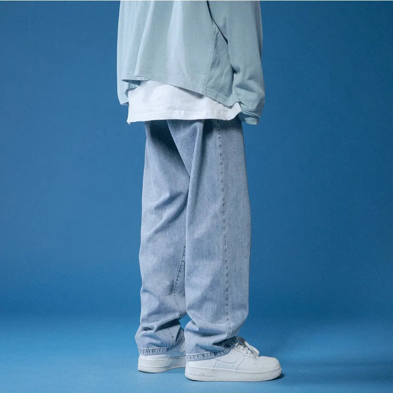 Men's Baggy Jeans - Loose Fit Denim Trousers With Zipper Fly For Daily Wear - ZOOMNSTORE