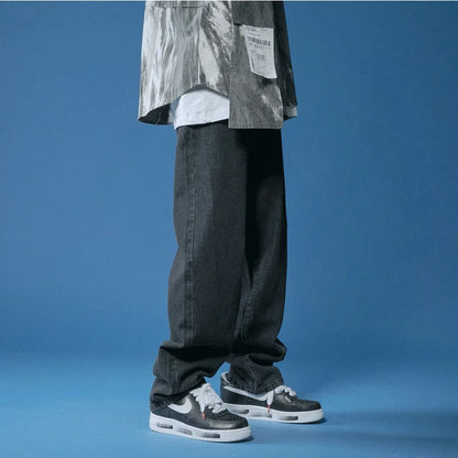 Men's Baggy Jeans - Loose Fit Denim Trousers With Zipper Fly For Daily Wear - ZOOMNSTORE