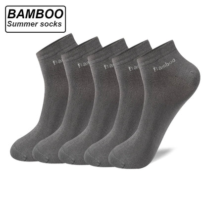 Men's Bamboo Socks - 5 Pairs Casual Black Ankle Socks Breathable Summer Business - ZOOMNSTORE