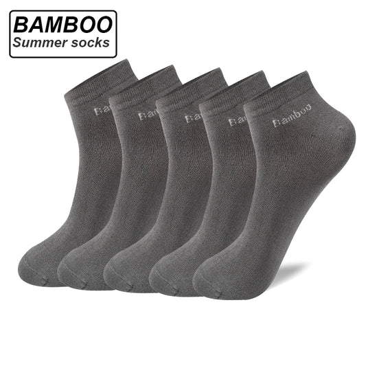 Men's Bamboo Socks - 5 Pairs Casual Black Ankle Socks Breathable Summer Business - ZOOMNSTORE